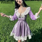 Женское атласное платье Goth Dark, с оборками, кружевное, ТРАПЕЦИЕВИДНОЕ, в готическом стиле