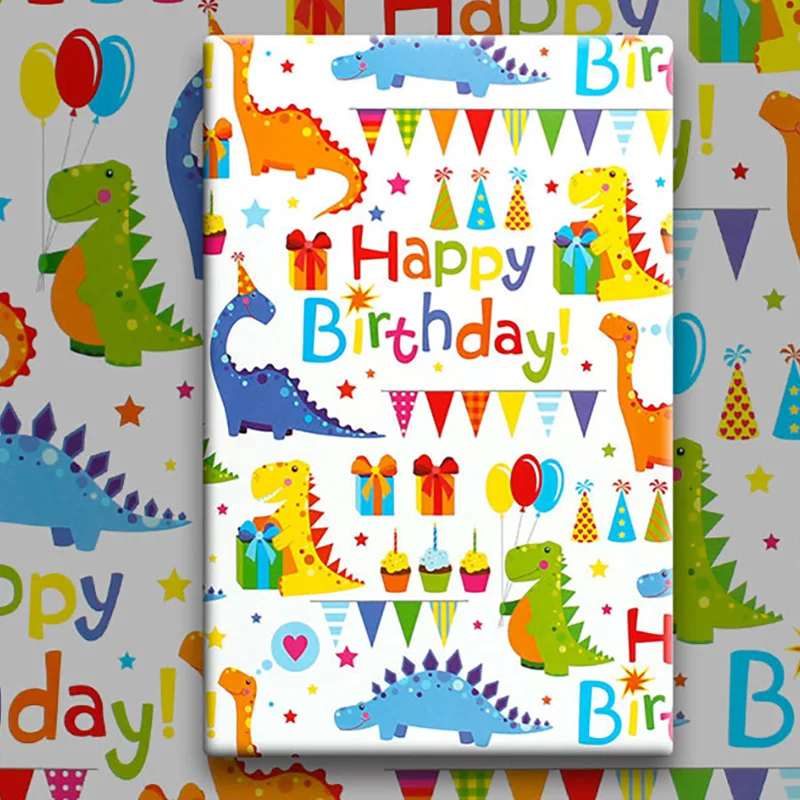 Упаковочная бумага для подарков в виде фламинго единорога динозавра