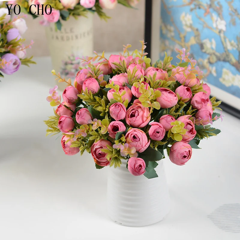 

YO CHO искусственные маленькие Чайные розы, искусственные цветы