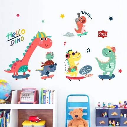 

Cartoon Dinosaur Wall Stickers Entrance Decoration Boy Kids Room Decor Bedroom Living Room Decals for Furniture Wallstickers Art