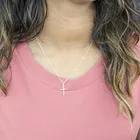 Ожерелье-цепочка, простые женские ожерелья, ювелирные изделия, Женский Крест, кулон с Иисусом в стиле унисекс, серебряный цвет, ретро, Европейский, цинковый сплав, колье