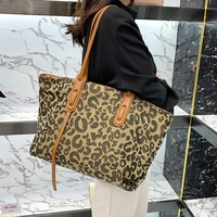 leopard print leather fashion ladies handbag womens party bag top handle bags beach female shoulder bag tote bucket hand bag