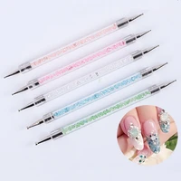 5 pcsset dual ended nail dotting pen crystal beads handle rhinestone studs picker wax pencil manicure art tool