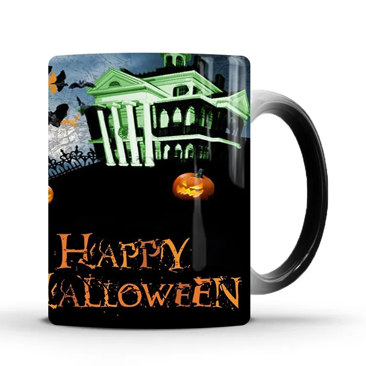 Прямая поставка 350 мл кружка для Хэллоуина меняющая цвет керамическая кофейная