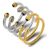 brand multi design twisted cable wire bangle vintage fashion bangles steel cuff bracelet unique designer christmas gift