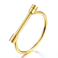 fashion brand jewelry love screw cuff bracelet for women gold color stainless steel bracelets bangles wholesale b017