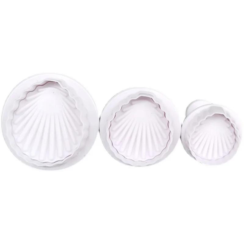 

3PCS/ set Shell Shape Spring Cookie Tools Plastic Plunger Cutters Biscuit Paste Sugar Press Molds Cake Decorating Tool