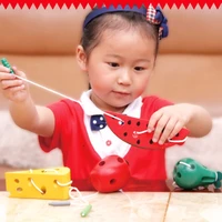 kid montessori materials wooden threading toys lacing cheese fruits education learning toys for children kindergarten funny game