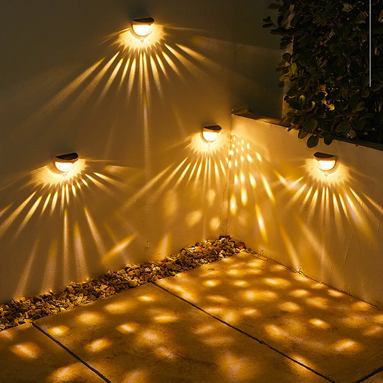 

olar 6LED semicircular fence light outdoor light and shadow night light black and white wall light patch water drop staircase li