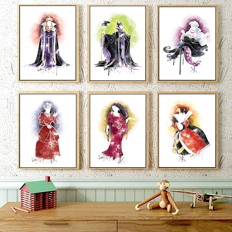 

Home Decoration Villain Canvas HD Watercolour Printed Poster Disney Painting Living Room Wall Artwork Modular Picture No Frame