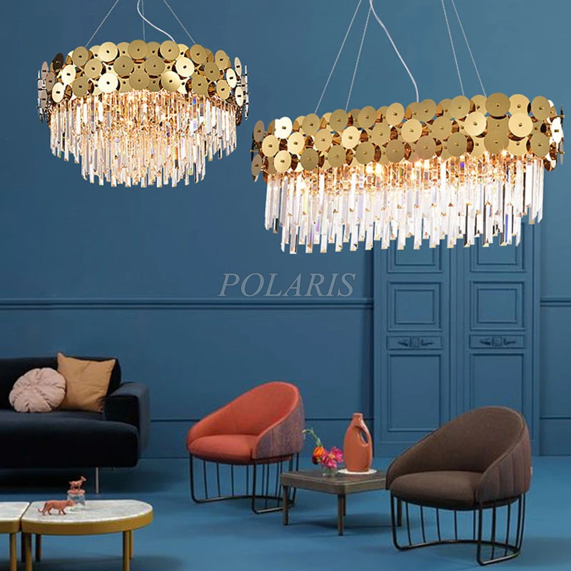 Современная хрустальная люстра с призмой Овальный подвесной светильник из