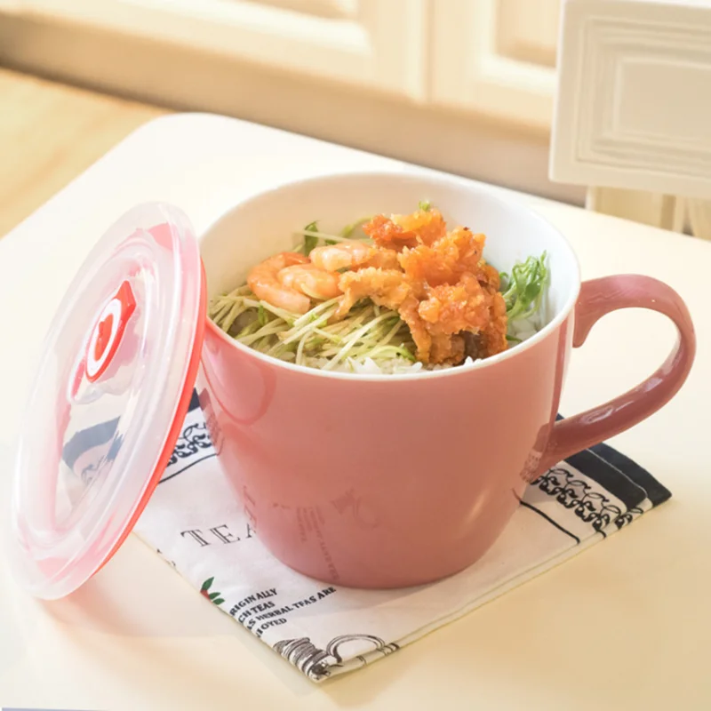900 мл японская фотография с крышкой чашка для завтрака студенческое общежитие