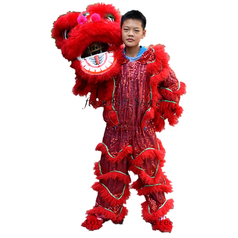 Традиционный костюм талисмана из меха льва для танцев чистая шерсть Южная одного