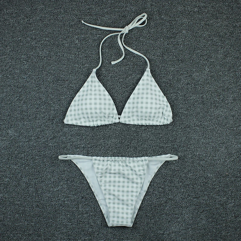

Sexy Bikini High Waist 2020 New Swimwear Women Beahcwear Swimsuit Biquini Two Piece Suits Grid Bnadage Swimming For Suit Female