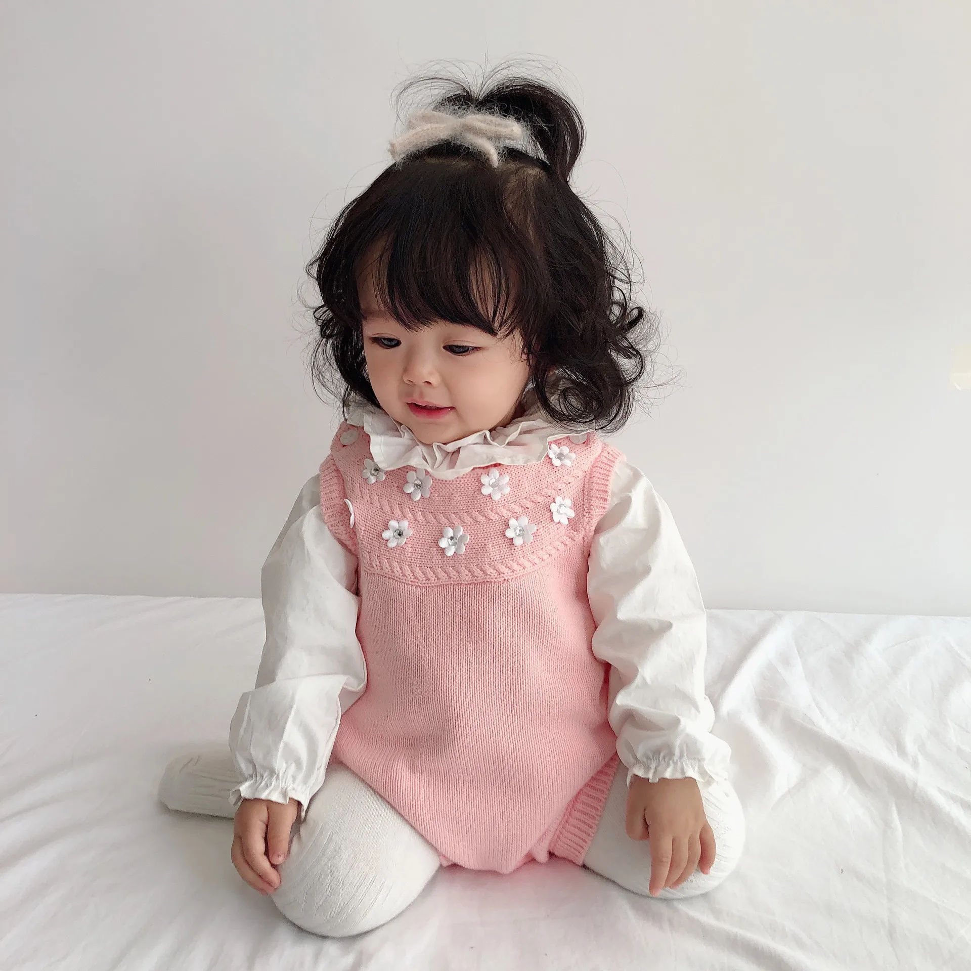 Свитер для маленьких девочек Весенняя вязаная одежда из чистого хлопка Детский