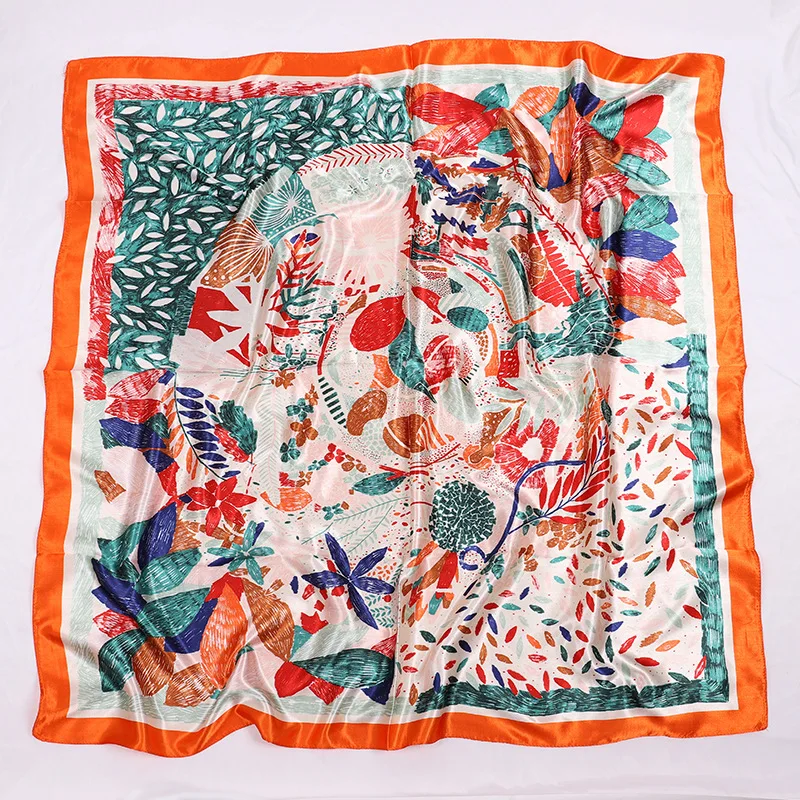 

Silk Scarf Women Print Hair Neck Square Scarves Ladies Shawl Bandanna 90*90cm Handkerchief Muffler Foulard
