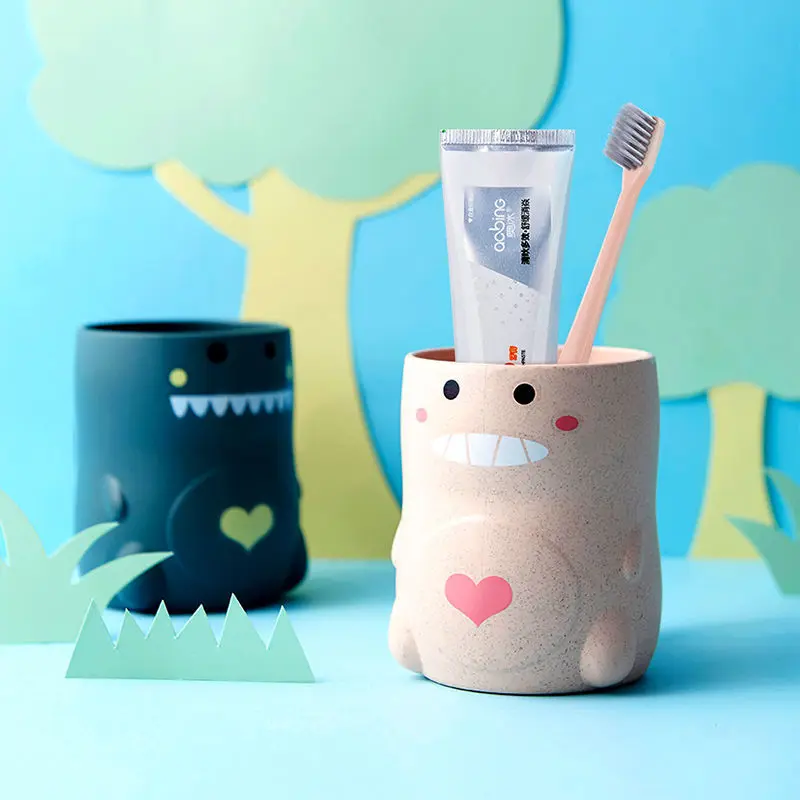 

Wheat Straw Toothbrush Cup Bathroom Tumbler Cartoon Cute Milk Water Cups Bath Creative Mouthwash Gargle Cup Toothbrush Holder