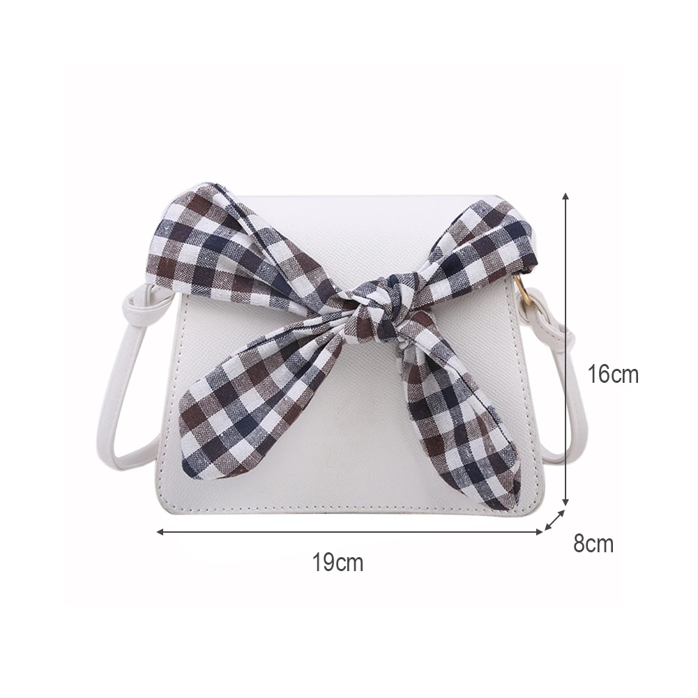 

Fashion Pure Color Crossbody Bag Women Plaid Bowknot PU Leather Shoulder Satchel Handbag