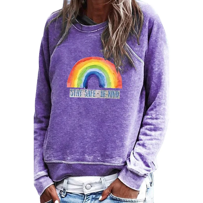 

Women's New Autumn Loose Color Contrast Splicing Long Sleeve Round Neck Women's Sweatshirt For Women