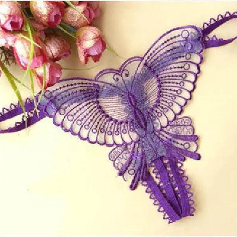 Женские прозрачные трусики кружевные стринги с бабочками Дешевые трусы - купить