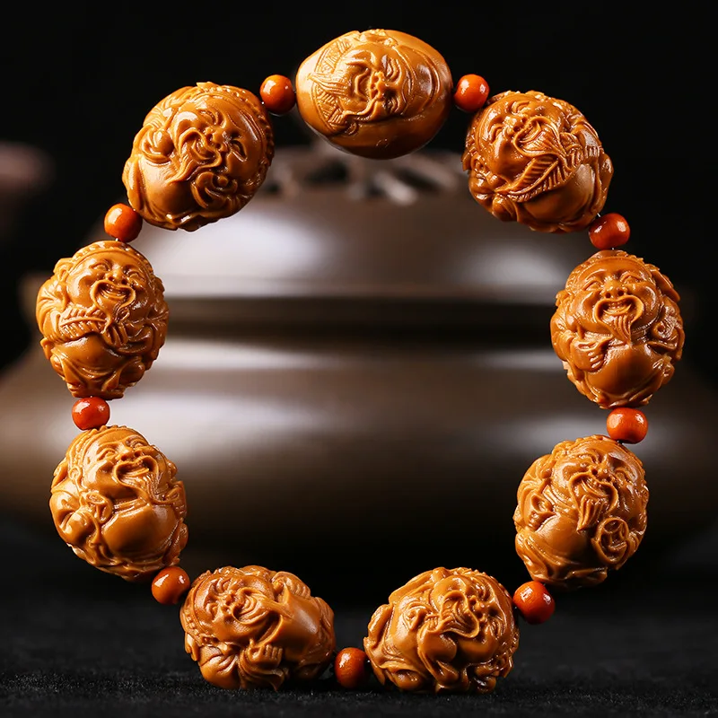 Оливковая косточка для резьбы великой головы восьми сокровищ бога рука струнная игра до оливкового браслета для мужчин и женщин.