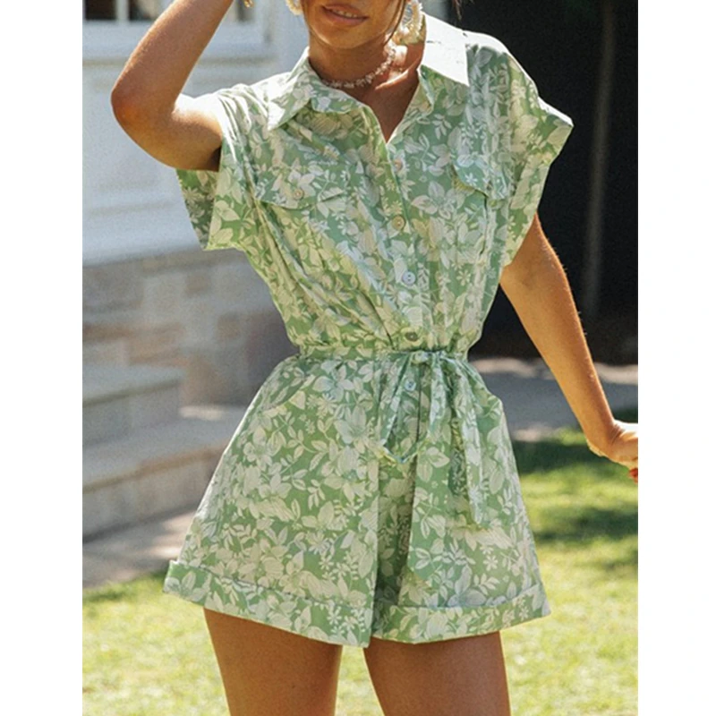 

Комбинезон женский летний, с коротким рукавом, на пуговицах