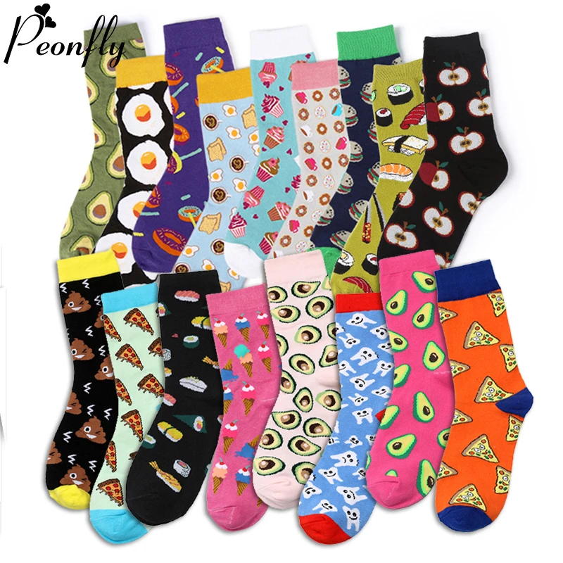 

PEONFLY Novelty Korean Fresh Fruits Socks Women Funny Lemon Avocado Pineapple Cherry Happy Socks Casual Harajuku Cotton Socks