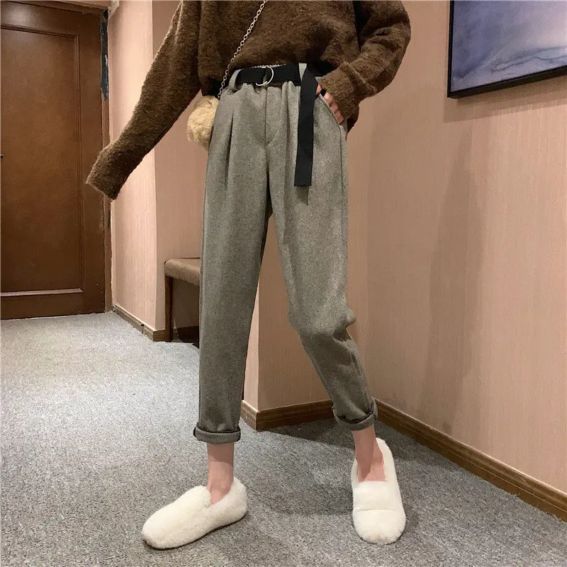 Новинка 2020 теплые модные женские длинные штаны-шаровары с высокой талией