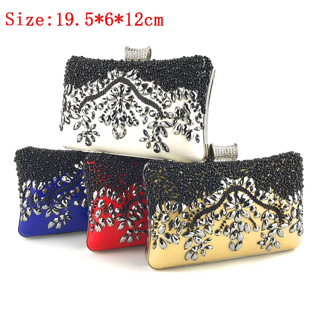 

New Fashion Women HandBags Handmade Beading Black White Diamond Crystal Luxury Party Evening Bag Ladies Wedding Clutches Purses