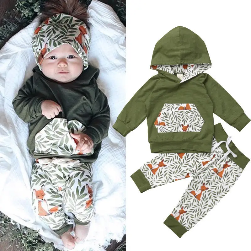 

Kids Baby Girl Boy Hoodies Pockert Pants 2PCS Autumn Winter Clothing Sets Kids Baby Girl Boy Outfits Patchwork Tops Pants 0-3T