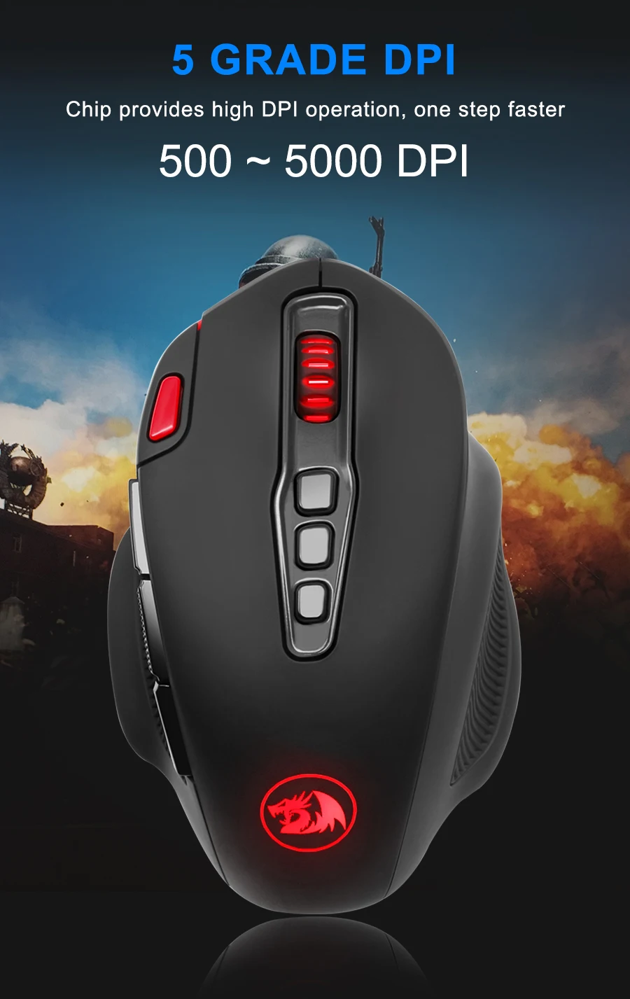 Redragon SHARK M688 Беспроводная программируемая игровая мышь 5000 dpi 10 кнопок эргономичная для overwatch геймерская мышь для ноутбука ПК компьютера