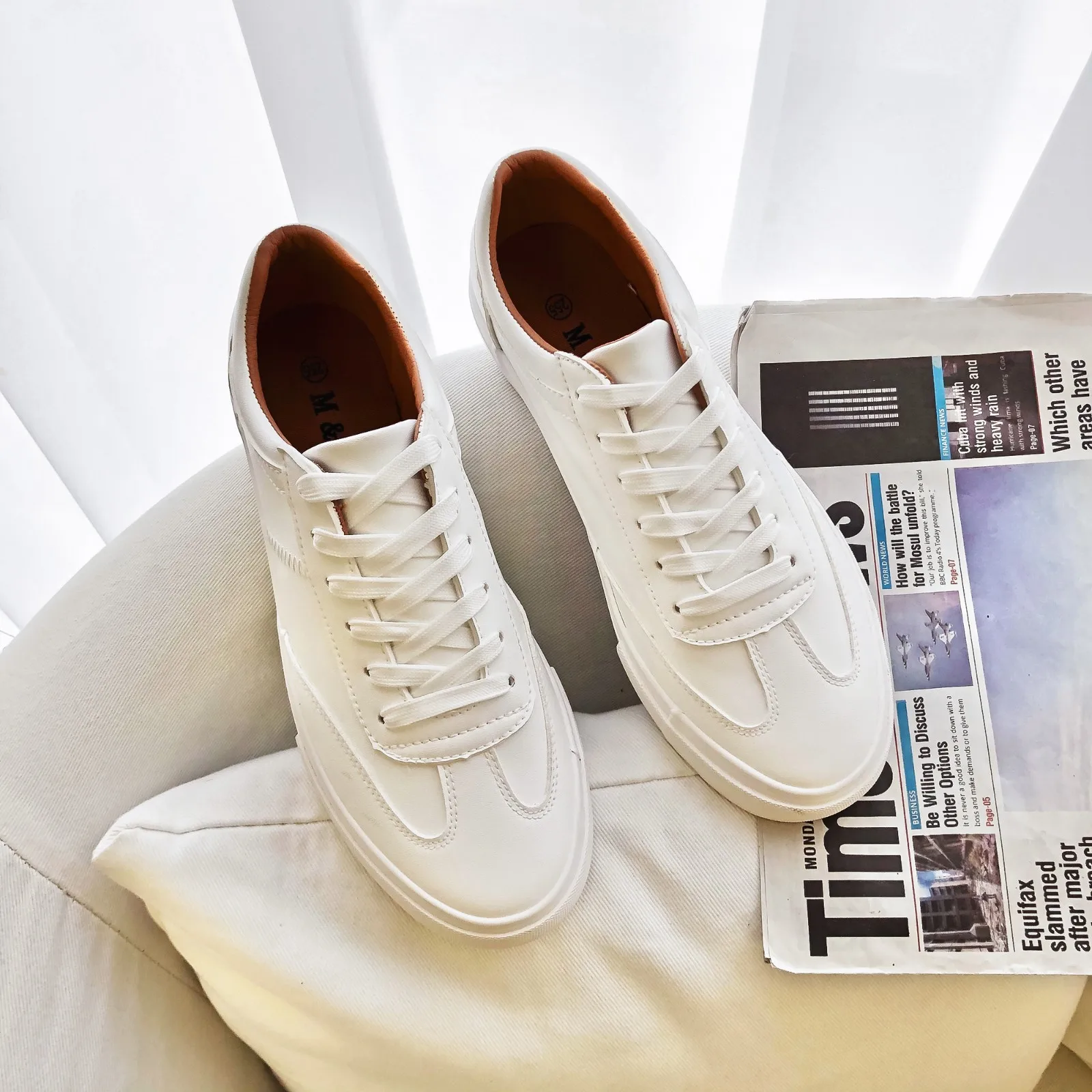 

White Shoes Fashion Women Chunky Sneakers Lace Up White Leather Tenis Feminino Zapatos De Mujer Platform Women Casual Shoe