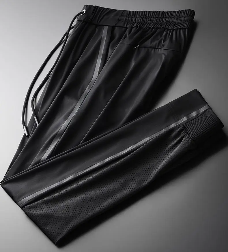 

Летние мужские брюки роскошные черные шелковистые тканевые повседневные мужские брюки размера плюс 4xl с эластичной резинкой на талии спорт...