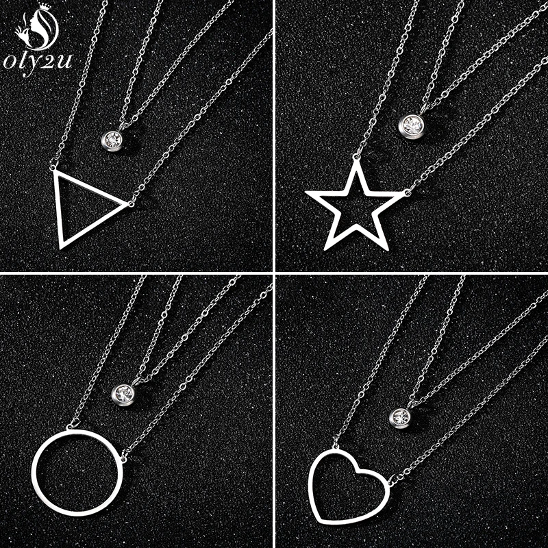 Oly2u золотистое цветной многослойный ожерелье Женская богемная звезда сердце