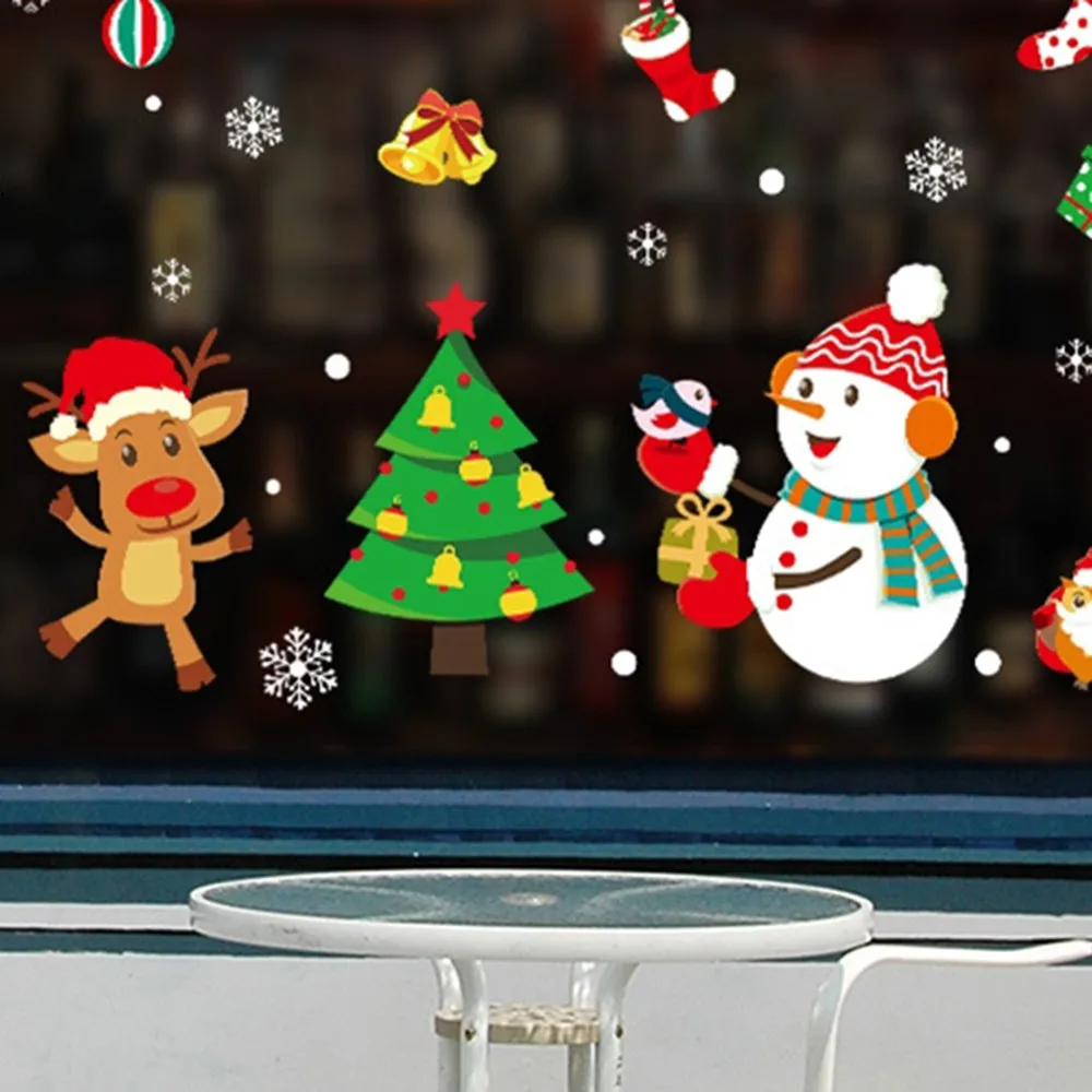 Санта Клаус украшения окна витрины наклейки для стеклянных дверей самоклеющиеся