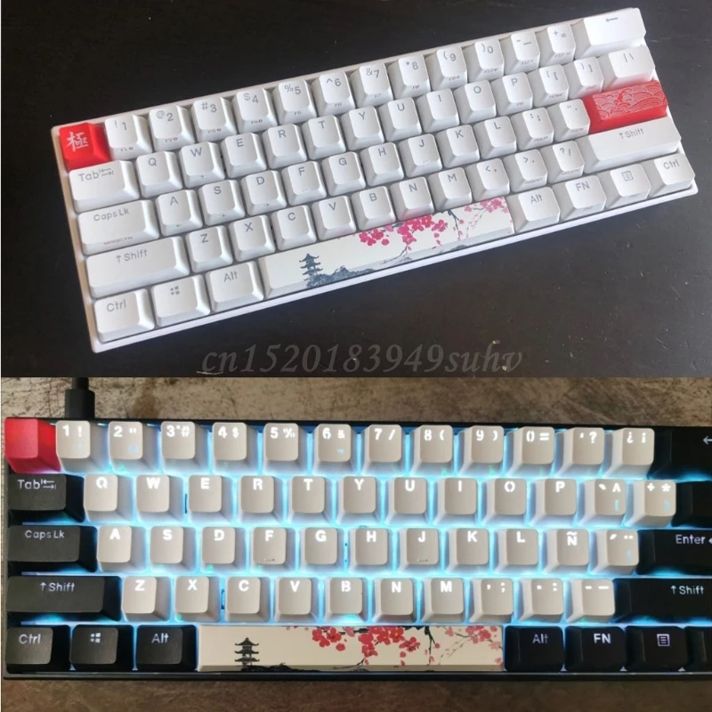 Пробела Keycap PBT пять Сторон краситель-подложка 6.25U Вишневый профиль пробел бар для