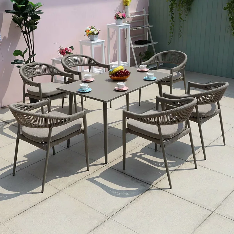 

Скандинавские уличные столы и стулья, уличная терраса, для отдыха на открытом воздухе, вилла, семейный двор, садовые Ротанговые столы и стул...