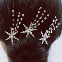 elegant crystal bridal wedding star hair pins hair styling jewelry for women bling rhinestone comet hair clips hair barrettes