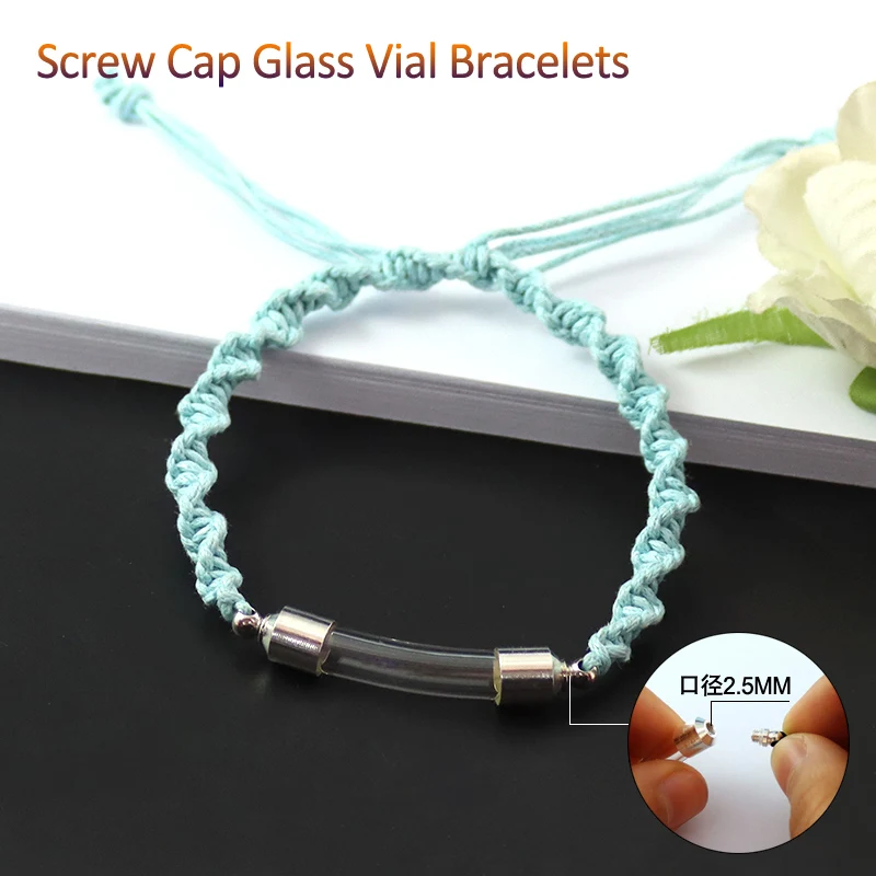 

3PCS 6MM Curve Tube Screw Cap Premade Cotton Rice Vial Bracelet Wishing Bracelets Urn Keepsake Jewelry For Friend Gift