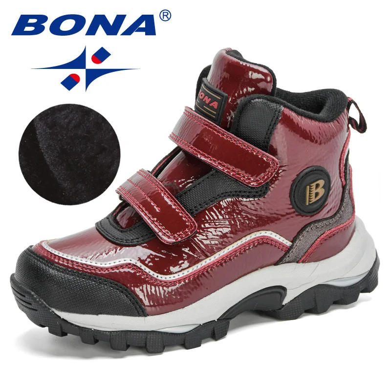 

BONA 2020 New Designers Winter Boys Snow Boots Ankle Kids Boots Warm Wollen Lining Children Shoes Plush High Top Girls Footwear