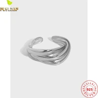 925 sterling silver irregular folds open rings for women light luxury 18k gold female fine jewelry