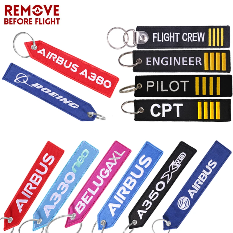 

AIRBUS Keychain Motorcycle Car Embroider Key Ring llavero BOEING Aviation Gifts Luggage Tag Fobs Customized Keychains Lanyard