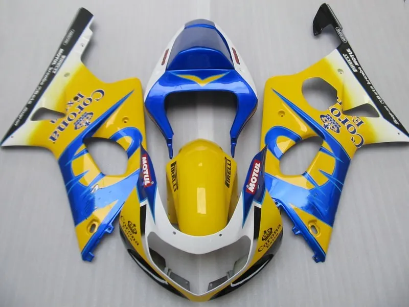 Изготовленные на заказ Обтекатели Кузов для GSXR1000 2001 2002 2003 GSXR 1000 K2 00 01 02 ABS желтый