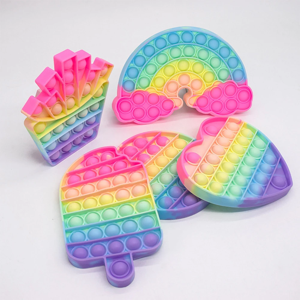 

Rainbow Push Bubble Fidget Toys Animal Shape Adult Stress Relief Sensory Toy Soft Squishy Bubble Anti Stress Toy Autism Needs