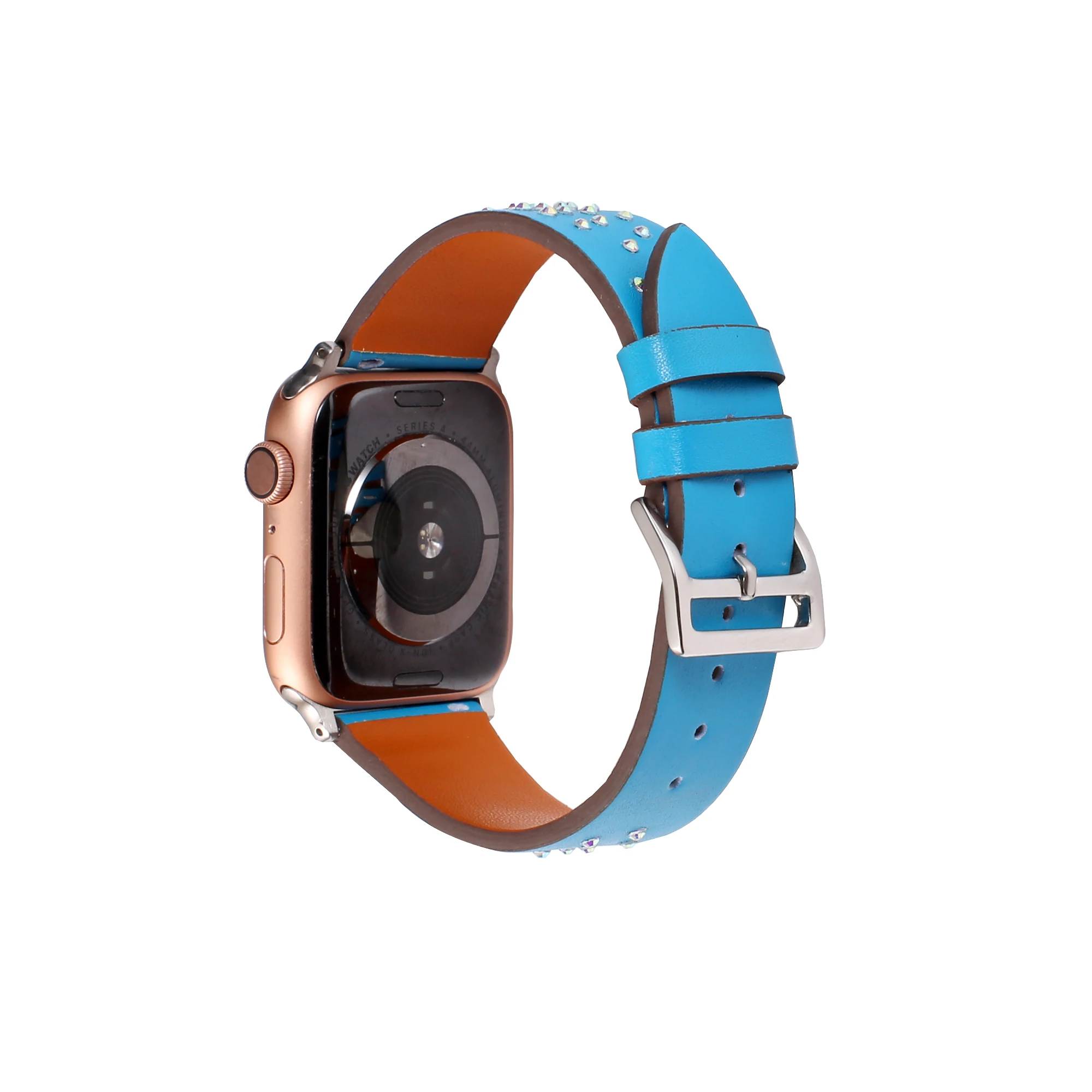 Бриллиантовый кожаный браслет ремешок + чехол для apple watch 4 44/40 мм защитный бампер