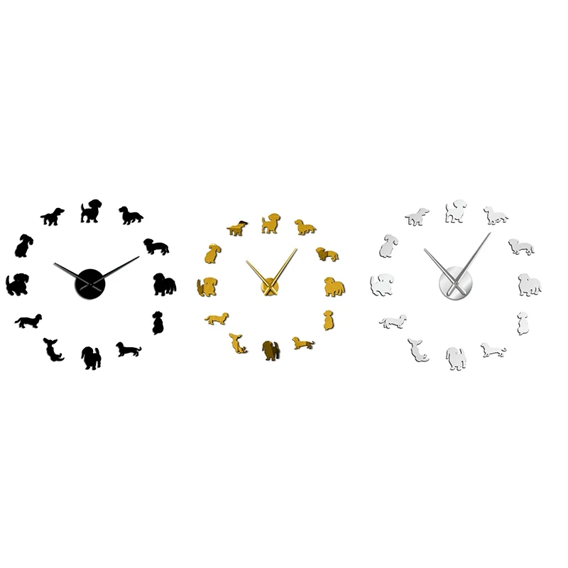DIY такса настенные часы для собак щенков домашних животных бескаркасные