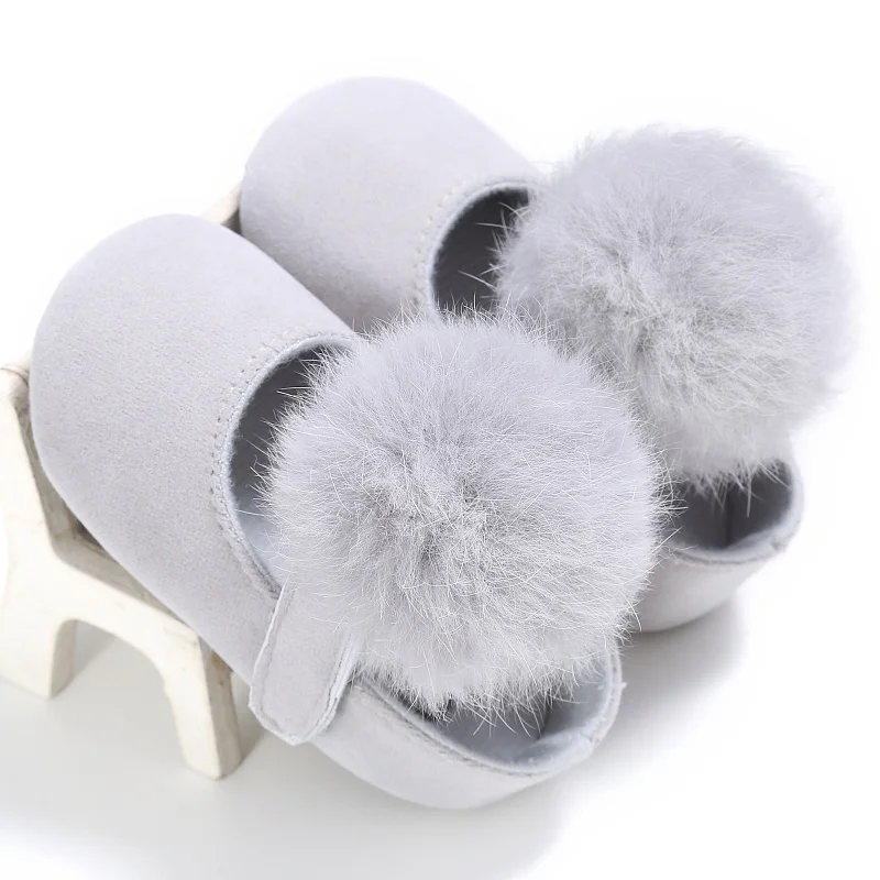 

Baby Girls Shoes Autumn Spring Shoes Solid Infant Shallow First Walkers Toddler Plush Ball Anti Slip Moccasins 0-18 Months 1 .