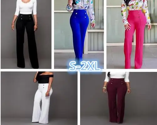 Fashion Slim High Waist Flare Pants Women Trousers Female Office Lady Casual Wide Leg Trouse Stretch Long Pant Xnxee