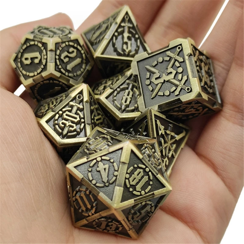 Новый дизайн набор металлических игральных костей настольная игра ролевые игры 7
