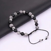 high quality men jewelry bracelet natural stone cz ball beads macrame bracelet bangle